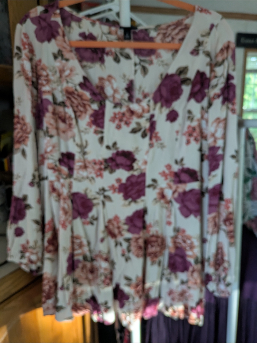 torrid Cream Blush Floral Long Sleeve Tunic